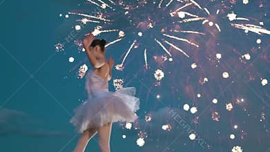 Ballerina dancer woman performance graceful ballet background sparkling firework