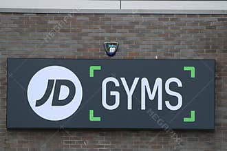 JD Gyms Sign and Logo on a Wall