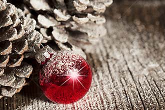 Red Christmas Ornament Pinecones