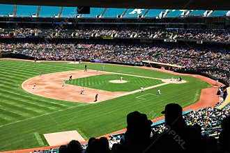 Oakland Coliseum Baseball Stadium Fans at a Day Game