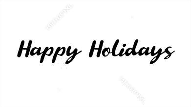 Handwritten Happy Holidays in cursive versatile black and white illustration for greetings