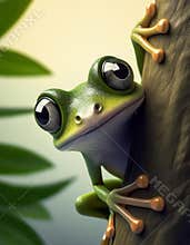 Frog in a tree cartoon