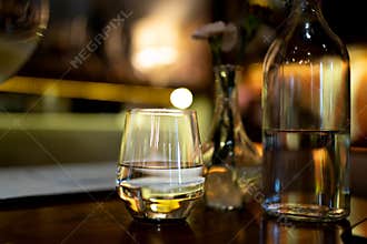 White wine in luxury restaurant, wine tasting experience at winery