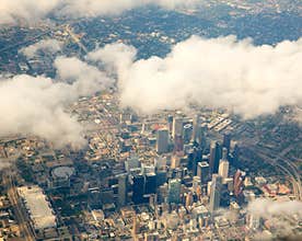 Houston Texas cityscape view from aerial view