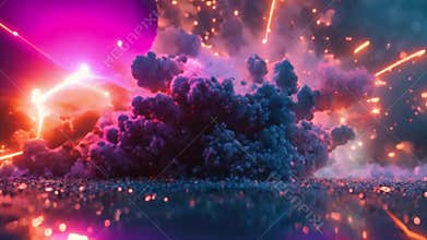 Explosive Abstract Art with Sparks and Glowing Colors