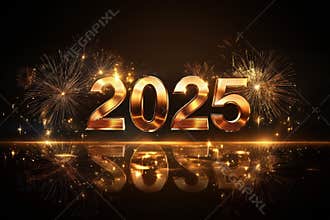 New year 2025 fireworks celebration scene. ai generative