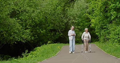 A Caregiver is Providing Support and Assistance to an Elderly Woman Enjoying Nature