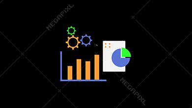 Animated of Line chart, bar graph, pie chart, gears, and data visualization