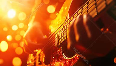 Dynamic Bassist Playing Melodic Chords In Vibrant Concert Setting