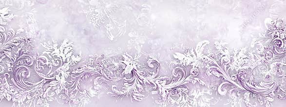 Baroque harps on pale lilac background with icy patterns
