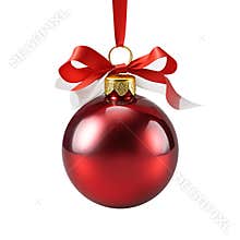 Red Christmas ball isolated with transparent background. PNG format.