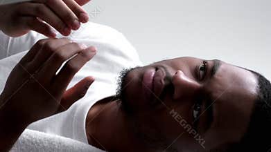 Vertical skin problem acne treatment man dry face