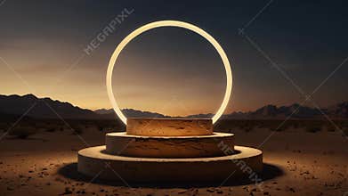 Empty podium changing background at sunset