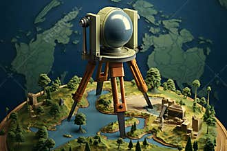 A surveyor uses a level to determine the difference in height between points on the ground.
