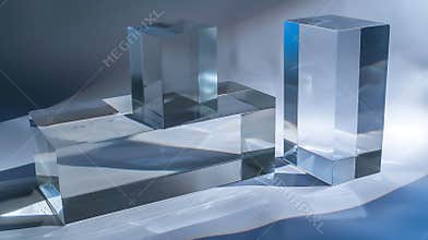 Generative AI ACRYLIC BLOCKS 4 SOLID PERSPEX BLOCKS PLINTHS Clear Acrylic Rectangular Oblong Plinths for Product P