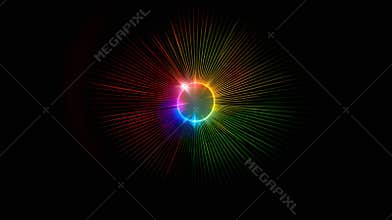 Generative AI Lens flare effect on black background Abstract Sun burst sunflare for screen mode using Sunflares na