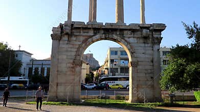 Olympieion Historic ruins Arch of Hadrian Hadrians Gate Athens Greece