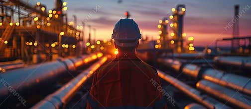 Worker Inspecting Pipeline Network