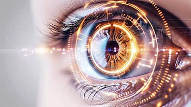 The beauty of the human eye meets the precision of laser markings for identification.