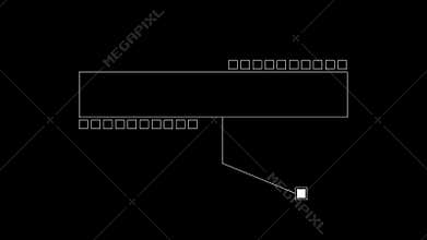 Animation elements HUD frame lines callout for text on black bg 4K