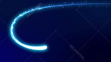 Glowing wavy blue neon light streaks with flares
