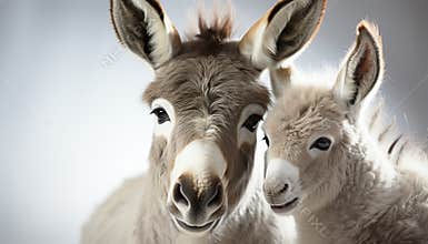 Cute farm animals, fluffy fur, innocence in nature portrait generated by AI
