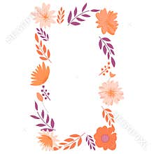 Frame of fantastic flowers. Vector floral frame for greeting cards, invitations, etc