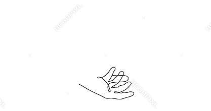 Hand hold musical treble clef one line art animation, hand drawn continuous contour motion.