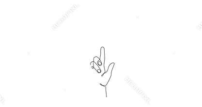Hand holds musical note one line art animation, hand drawn continuous contour motion.