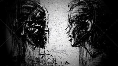 Abstract Sketch of Two Faces in a Moment of Contemplation