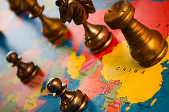 Chess pieces on map