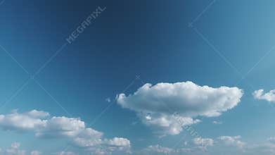 Blue Sky Background With Tiny Clouds. White Clouds In Blue Clean Bright Sky. Blue Sky And White Fluffy Clouds.