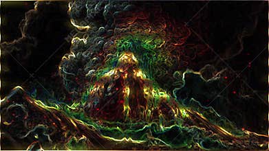 Abstract Volcanic Eruption with Vibrant Neon Colors and Textures