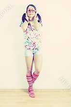 Retro funny young woman