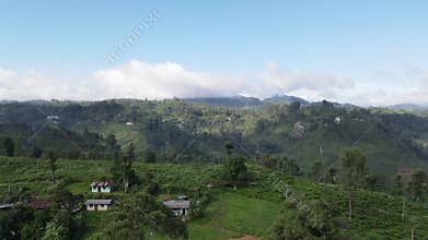 Beautiful scenery with small village amidst the beautiful tea hills