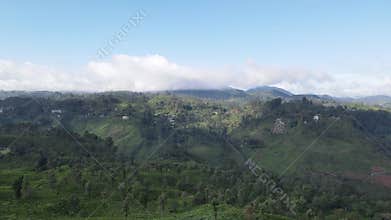 Beautiful scenery with small village amidst the beautiful tea hills