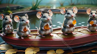 Charming Animated Mice on a Boat