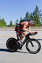Ben Hoffman in the Coeur d' Alene Ironman cycling event