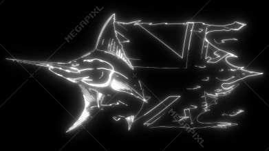 marlin in white line on black backgroundswordfish