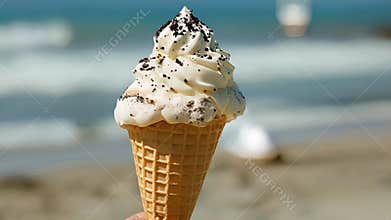 The ultimate beachside treat a handmade gelato cone made with care at the quaint gelato cart near the sandy shores