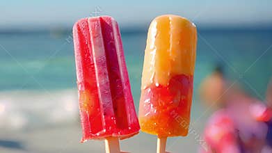 An idyllic summer day is made even better as beachgoers indulge in homemade ice pops filled with juicy tropical fruit
