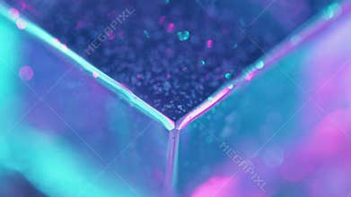 Neon beams flying particles defocused blue pink