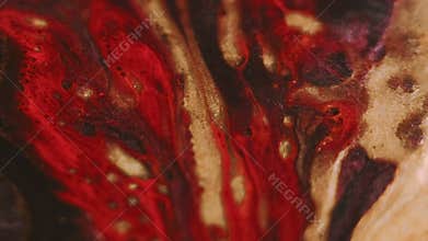 Wet glitter spill ink drip red gold oil bubbles