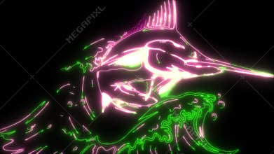 neon animation of atlantic swordfish marlin