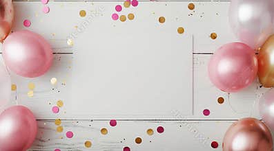 White Paper Surrounded by Balloons and Confetti