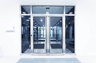 Glass doors in an office
