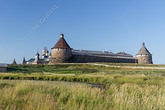 Fortress of the Solovetsky Monastery on a clear day