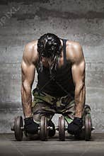 Tired muscle athlete