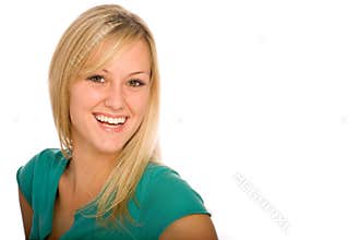 Happy Blonde Woman Smiling
