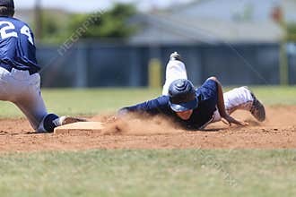 Baseball Action Image - Head first slide into base